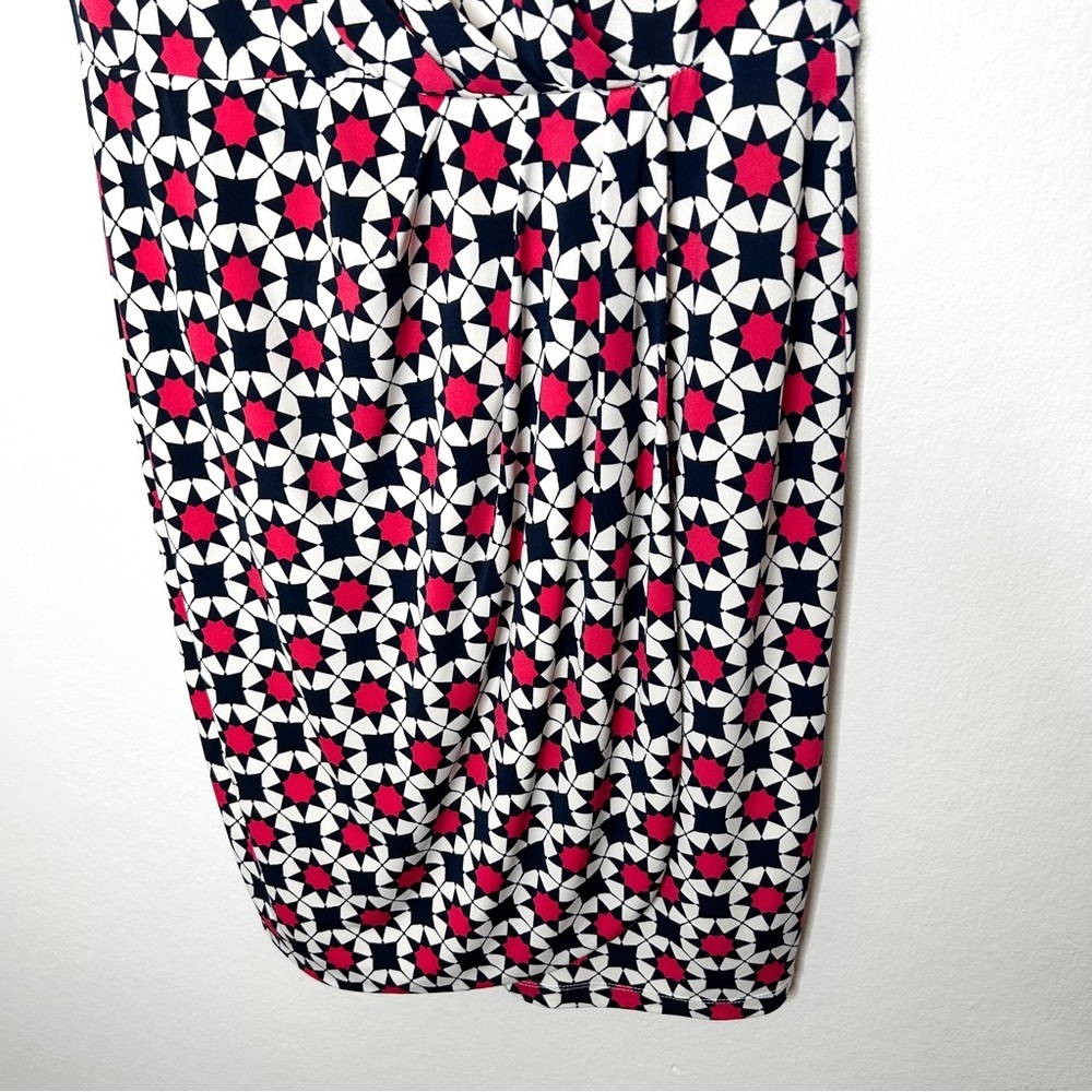 Donna Morgan Colorful Geometric Print Cap Sleeve Business Casual Mini Dress 10 - Picture 8 of 8
